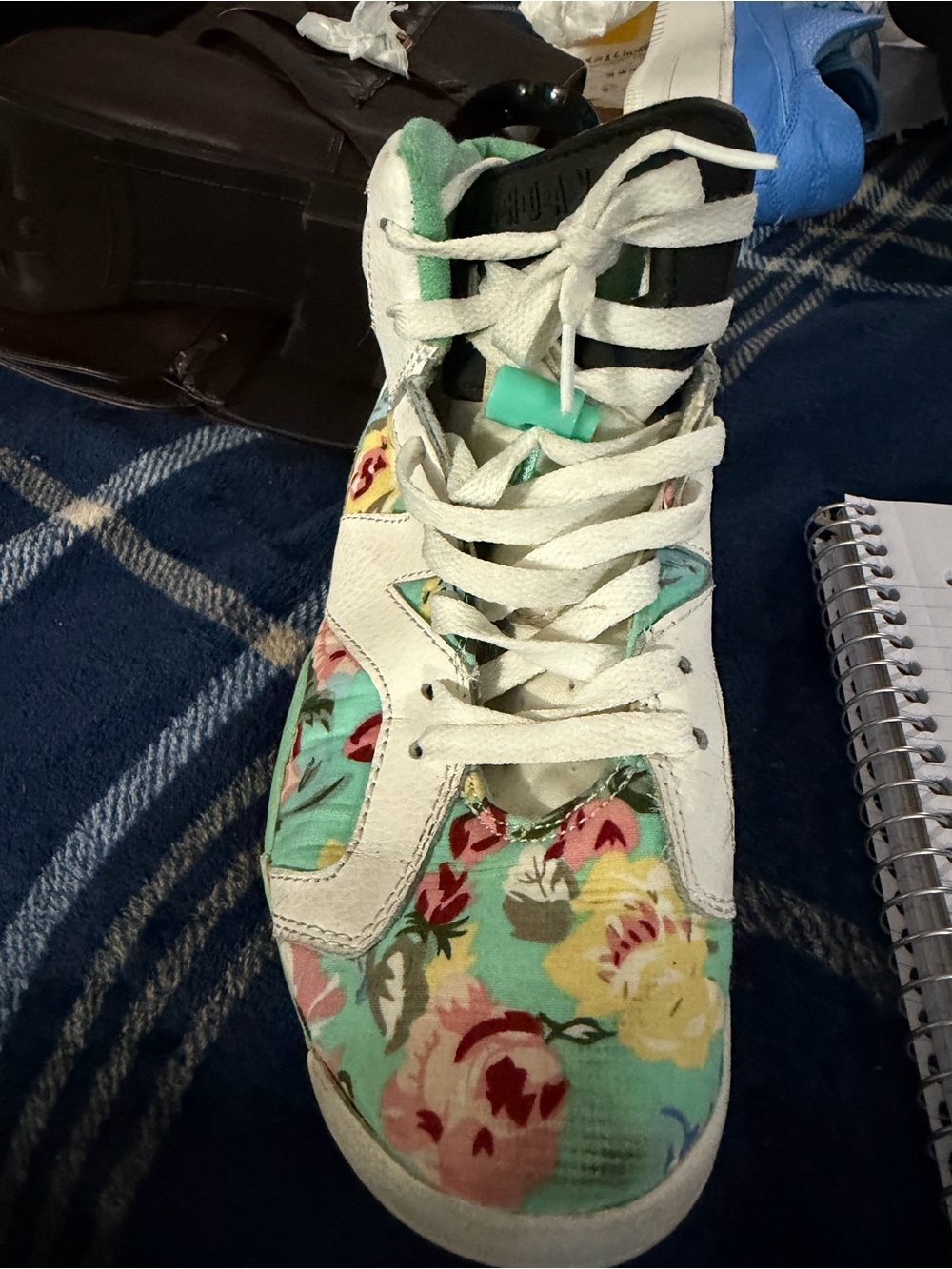Jordan Kids Floral Sneakers in Mint, White, and Pink